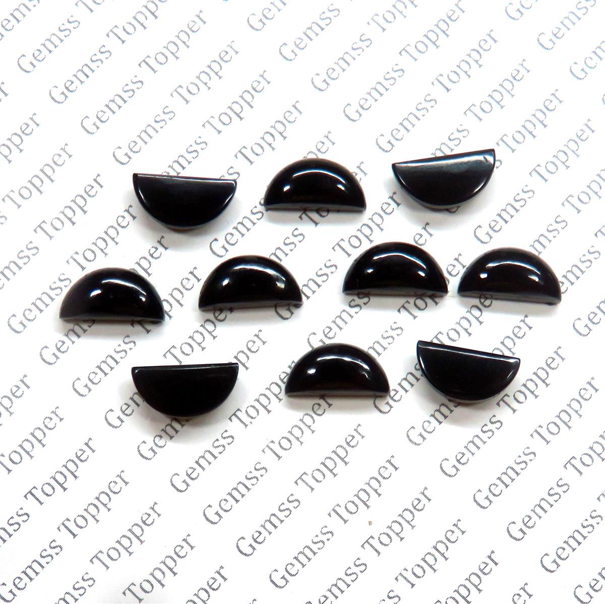 Black Spinel 6x12 mm D Shape Cabochon